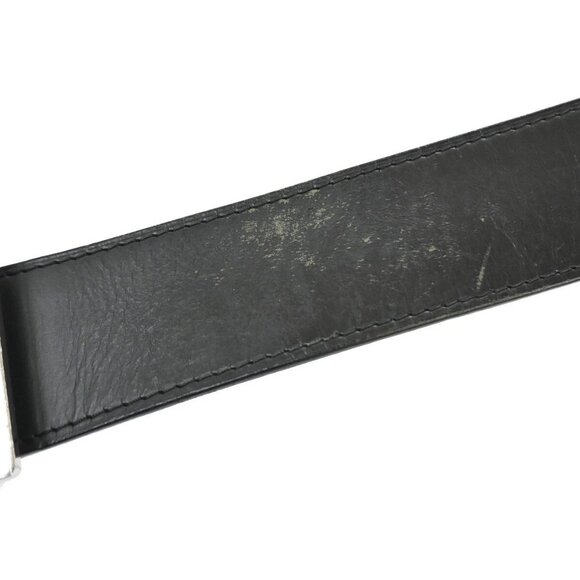 LOUIS VUITTON Logo Ceinture Jeans Belt Leather Black Silver M6812 Spain 67FB829 - Picture 10 of 16